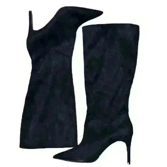 Steve Madden Kinga Black Faux Suede Heeled Boot Size 9 - Picture 2 of 7